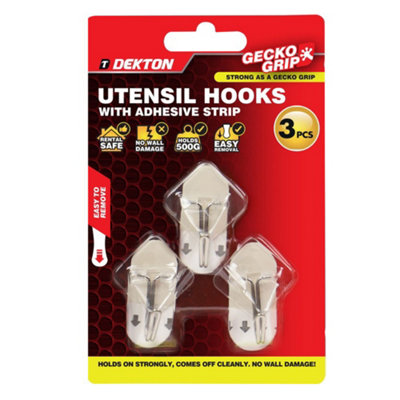 Dekton Geckogrip Utensil Hooks 3Pc ClearDh04028 from B&Q