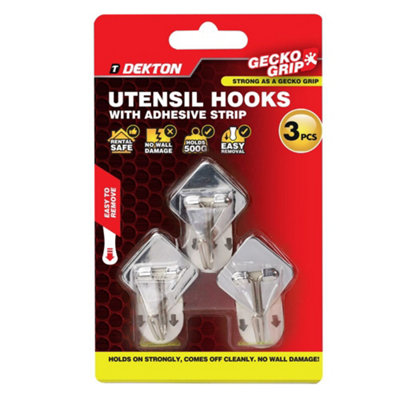 Dekton Geckogrip Utensil Hooks 3Pc ChromeDh04030 from B&Q