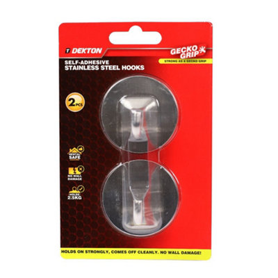Dekton Geckogrip Stainless Steel Hooks 2Pc RoundDh04032 from B&Q