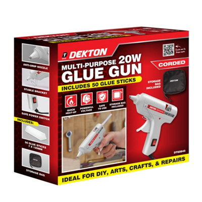 Dekton Multi-Purpose Electric 20W Glue Gun With 50 Glue Sticks Hobby Craft Diy Small B&Q