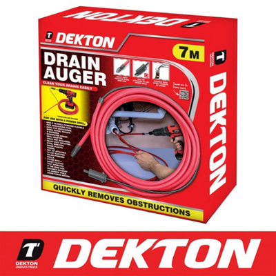Dekton 7M Drain Auger Unblocker Flexible Pipe Cleaner Sink Unclog Hair Remover from B&Q