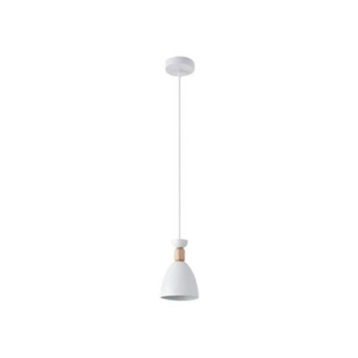 B&Q -  White Cone E27 Pendant Light With Wood Accent And 1 Metre Cable