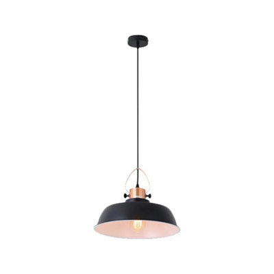 Simple Lighting Black Industrial Style Pendant Light350mm DiameterE27 Base from B&Q