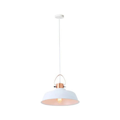 Simple Lighting White Industrial Style Pendant Light350mm DiameterE27 Base from B&Q