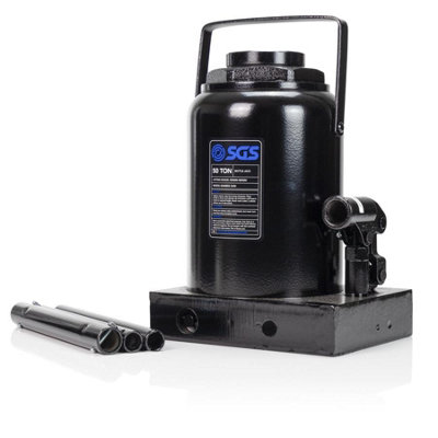 Sgs 50 Tonne Hydraulic Bottle Jack - Heavy Duty Steel, Wide Base, 180Mm Stroke