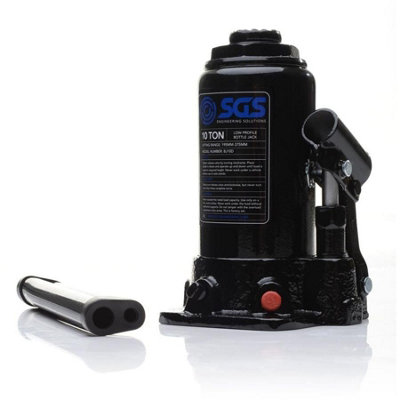 B&Q -  10 Tonne Pro Bottle JackLow Profile120mm StrokeHeavy DutyWide Base