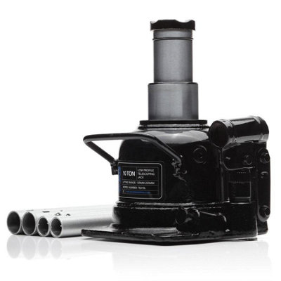 Sgs 10 Tonne Low Profile Bottle Jack, Telescopic, Long 100Mm Stroke, 125-225Mm