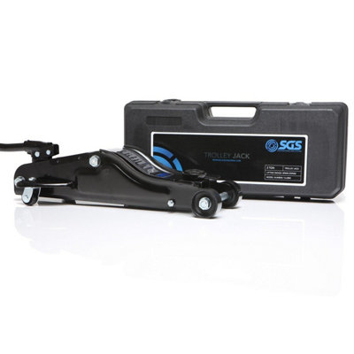 Sgs 2 Tonne Low Profile Trolley Jack W/ Carry Case & Jacking PadSwivel Wheels