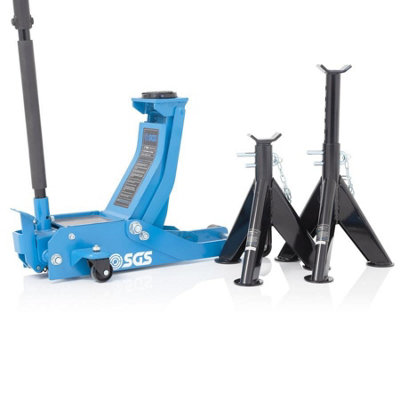 Sgs 2 Tonne Low Profile Pro Trolley Jack & Axle Stands SetLow 70mmQuick Lift
