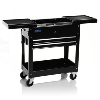 Sgs Tool Cart Trolley & Workstation W/ 2 Drawers For Workshop Garage & Crafts