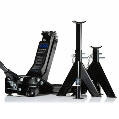 Sgs 2.5 Tonne Low Profile Hydraulic Trolley Jack & Heavy Duty Axle Stands Set