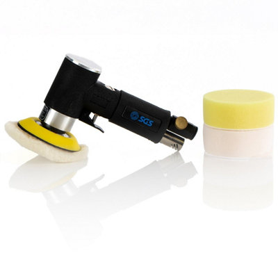 B&Q -  3" Mini Air Polisher Buffer Air Tool1/4" Low Vibration & Set Of Pads/heads