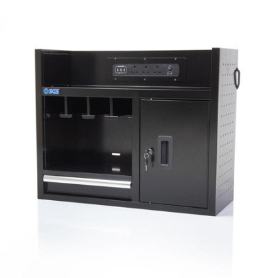 SGS 30in Wall Mounted Power Tool Storage Rack, Charging Station & Steel Cabinet - Image 2