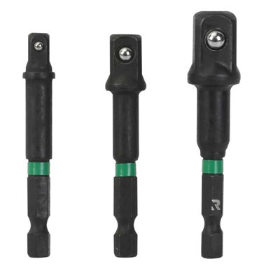 Rikä 3Pc 1/4" Hex-To-Square Shockware Socket Adaptor Set For TradeWorkshop And Diy Use from B&Q