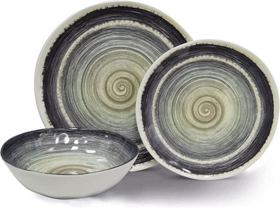 Vanilla Leisure Florence 12 Piece Plate And Bowl Melamine Dinner Set For Caravan And Camping from B&Q