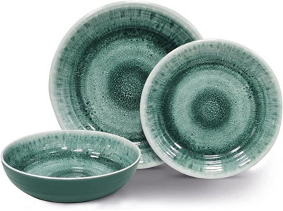 Vanilla Leisure Roma 12 Piece Plate And Bowl Melamine Dinner Set For Caravan And Camping