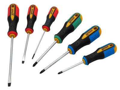 Xtrade 6 Piece Screwdriver Set Slotted Phillips & Pozi from B&Q
