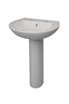 Hapi Bathrooms by Lecico Hapi Bathrooms 50Cm Basin With Pedestal And Pair Of Northbury Basin Taps from B&Q