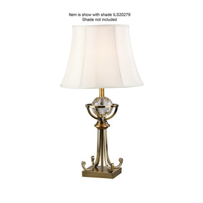 B&Q -  Luminosa Elmo Large Crystal Table Lamp Without Shade E27 Antique Brass