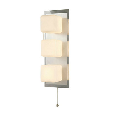 Luminosa Lighting Luminosa Ip44 Cube Wall Lamp Pull-Cord Switch 3 Light G9 Polished Chrome & Aluminium from B&Q