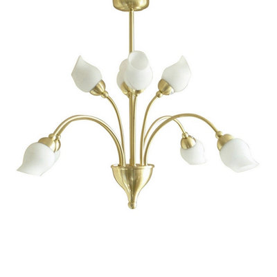 Luminosa Lighting Luminosa Rimini Pendant 8 Light G9 Satin Brass from B&Q