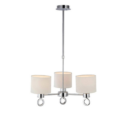 Luminosa Lighting Luminosa Polo Pendant White Shade 3 Light E27 Polished Chrome from B&Q