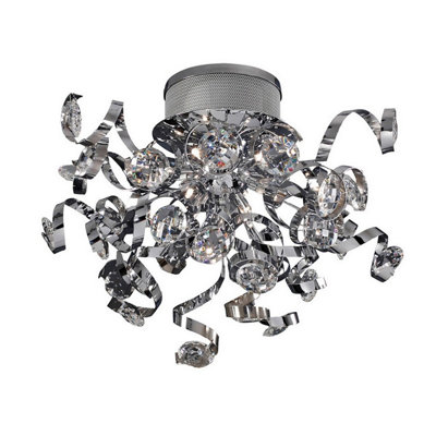 Luminosa Lighting Luminosa Kurlz Ceiling 9 Light G4 Polished Chrome/crystalNot Led/cfl Compatible from B&Q