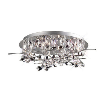 Luminosa Lighting Luminosa Aviance Flush Ceiling 8 Light G4 Polished Chrome/crystalNot Led/cfl Compatible from B&Q
