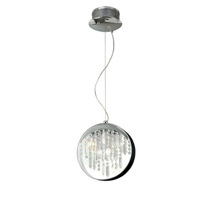 Luminosa Lighting Luminosa Geo Pendant Black Shade 7 Light G4 Polished Chrome/crystalNot Led/cfl Compatible from B&Q