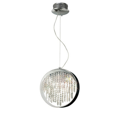 Luminosa Lighting Luminosa Geo Pendant Black Shade 9 Light G4 Polished Chrome/crystalNot Led/cfl Compatible from B&Q