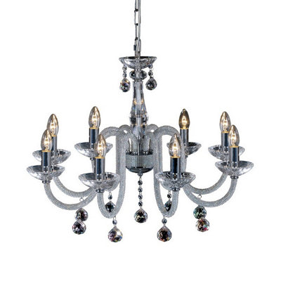 Luminosa Lighting Luminosa Amora Pendant 8 Light E14 Polished Chrome/crystal from B&Q