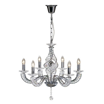 Luminosa Lighting Luminosa Santo Pendant 6 Light E14 Polished Chrome/crystal from B&Q
