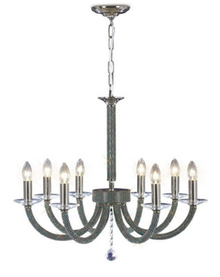 B&Q -  Luminosa Elena Ceiling Pendant Chandelier 8 Light Black ChromeCrystal