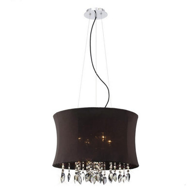 Luminosa Lighting Luminosa Niki Pendant 4 Light E14 Black Shade Polished Chrome/smoked Crystal from B&Q