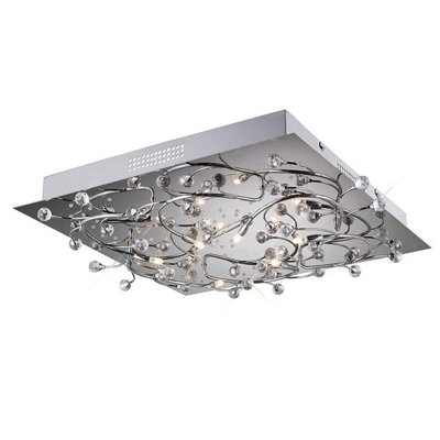 Luminosa Lighting Luminosa Fia Flush Ceiling Square 6 Light G4 White Leds Polished Chrome/crystalNot Led/cfl Compatible from B&Q