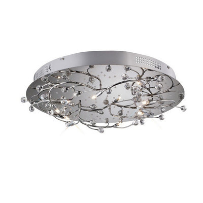 Luminosa Lighting Luminosa Fia Flush Ceiling Round 6 Light G4 White Leds Polished Chrome/crystalNot Led/cfl Compatible from B&Q