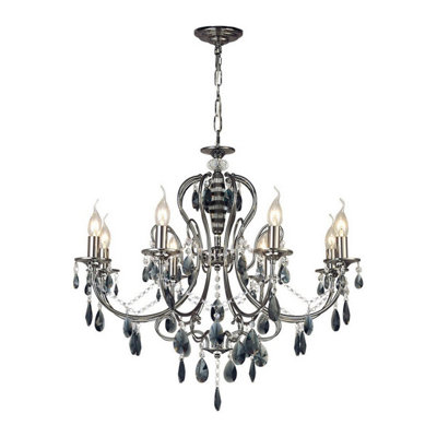 Luminosa Lighting Luminosa Luna Crystal Ceiling 8 Light E14 Black Chrome/crystal from B&Q