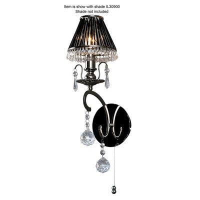 Luminosa Lighting Luminosa Pescara Wall Lamp E14 Black Chrome/crystal from B&Q