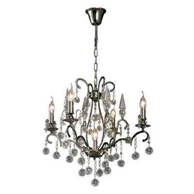 Luminosa Lighting Luminosa Pescara Pendant Round 5 Light E14 Black Chrome/crystal from B&Q