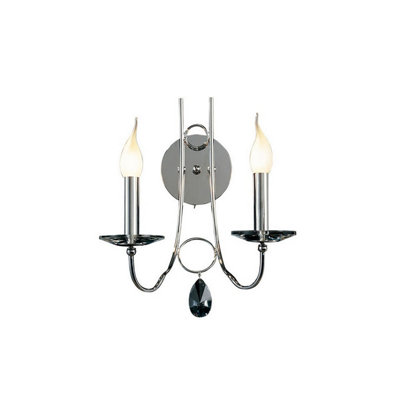 Luminosa Lighting Luminosa Danya Wall Lamp 2 Light E14 Polished Chrome/crystal from B&Q