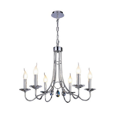Luminosa Lighting Luminosa Danya Pendant Round 6 Light E14 Polished Chrome/crystal from B&Q