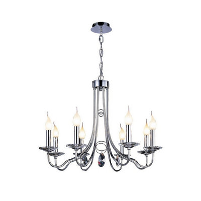 Luminosa Lighting Luminosa Danya Pendant Round 8 Light E14 Polished Chrome/crystal from B&Q