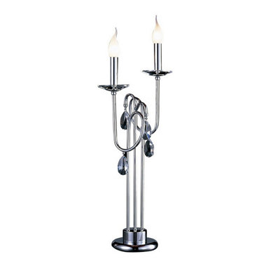 Luminosa Lighting Luminosa Danya Table Lamp 2 Light E14 Polished Chrome/crystal from B&Q