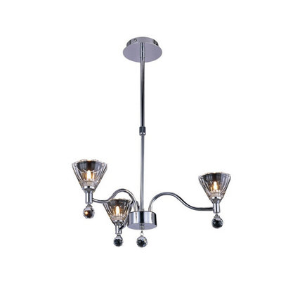 Luminosa Lighting Luminosa Neptune Pendant Round 3 Light G9 Polished Chrome from B&Q