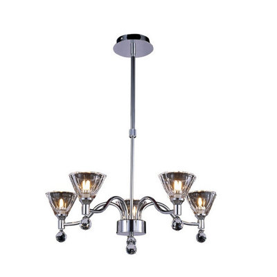 Luminosa Lighting Luminosa Neptune Pendant Round 5 Light G9 Polished Chrome from B&Q