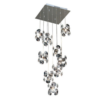 Luminosa Lighting Luminosa Nico Pendant 9 Light G4 Polished Chrome/crystalNot Led/cfl Compatible from B&Q