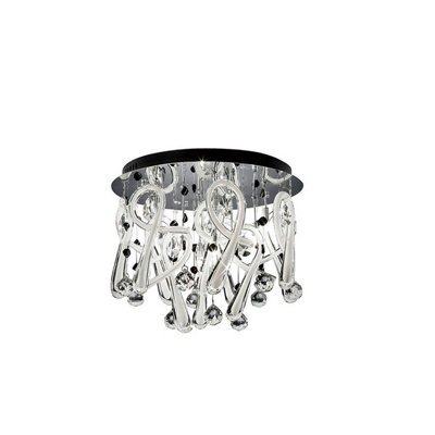 Luminosa Lighting Luminosa Class Flush Ceiling Round 10 Light G4 Polished Chrome/white Glass/crystalNot Led/cfl Compatible from B&Q
