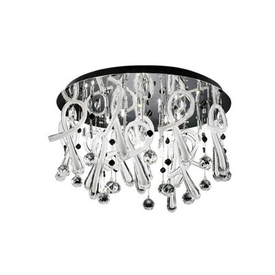 Luminosa Lighting Luminosa Class Flush Ceiling Round 20 Light G4 Polished Chrome/white Glass/crystalNot Led/cfl Compatible from B&Q