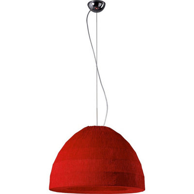 Luminosa Lighting Luminosa Domo Pendant 3 Light E27 Polished Chrome/red Fabric Shade from B&Q