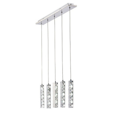 Luminosa Lighting Luminosa Galaxy Linear Pendant 5 Drop 15W Led 6000K Polished ChromeCrystal from B&Q